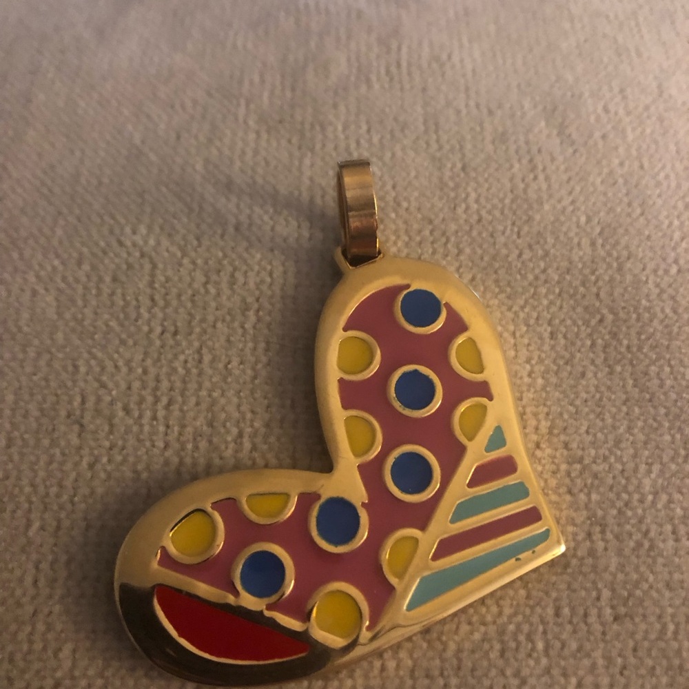 ❤️Retro Gold Stainless Steel Multicolor Heart Pendant - 115A $25 or $20 w/offer